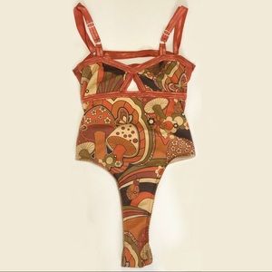 Solstice Intimates Retro Mushroom high cut bodysuit Small